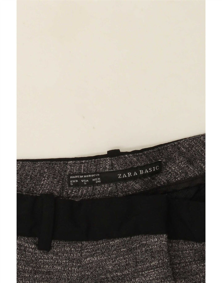 Zara Womens Pegged Cropped Trousers Small W26 L23 Grå Flecked