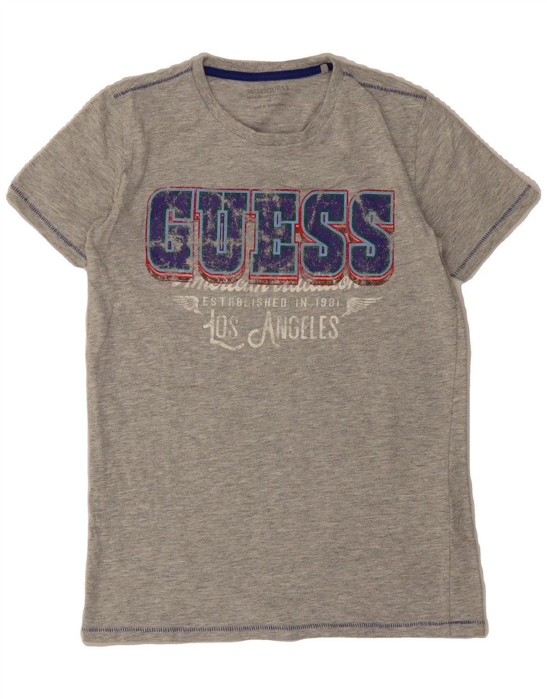 GUESS Boys Graphic T-Shirt Top 11-12 Years Grey Cotton Vintage Guess and Second-Hand Guess from Messina Hembry 