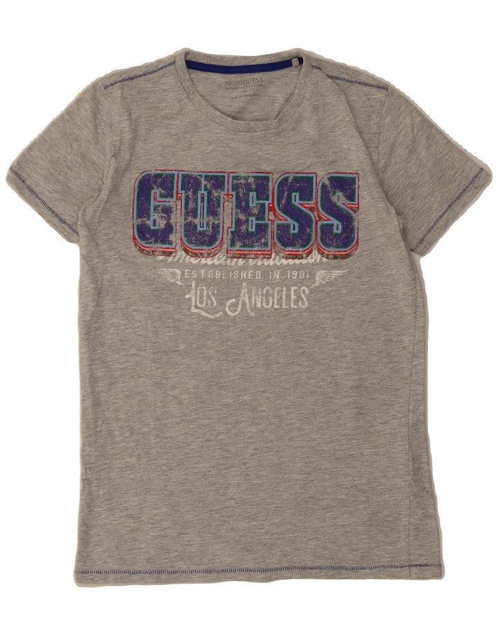 GUESS Boys Graphic T-Shirt Top 11-12 Years Grey Cotton Vintage Guess and Second-Hand Guess from Messina Hembry 