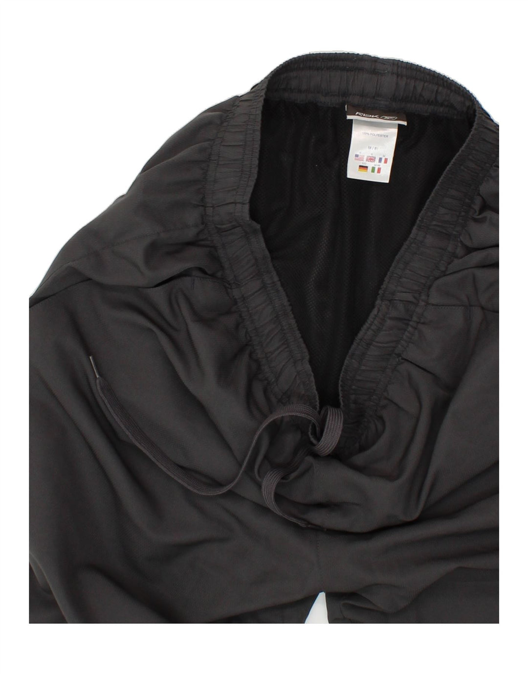 REEBOK Mens Graphic Tracksuit Trousers Small Grey Geometric Polyester Vintage Reebok and Second-Hand Reebok from Messina Hembry 