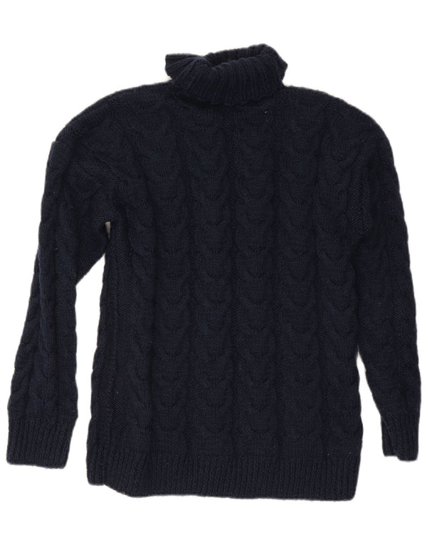 Vintage Dame Roll Neck Jumper Sweater UK 16 Large Navy Blue