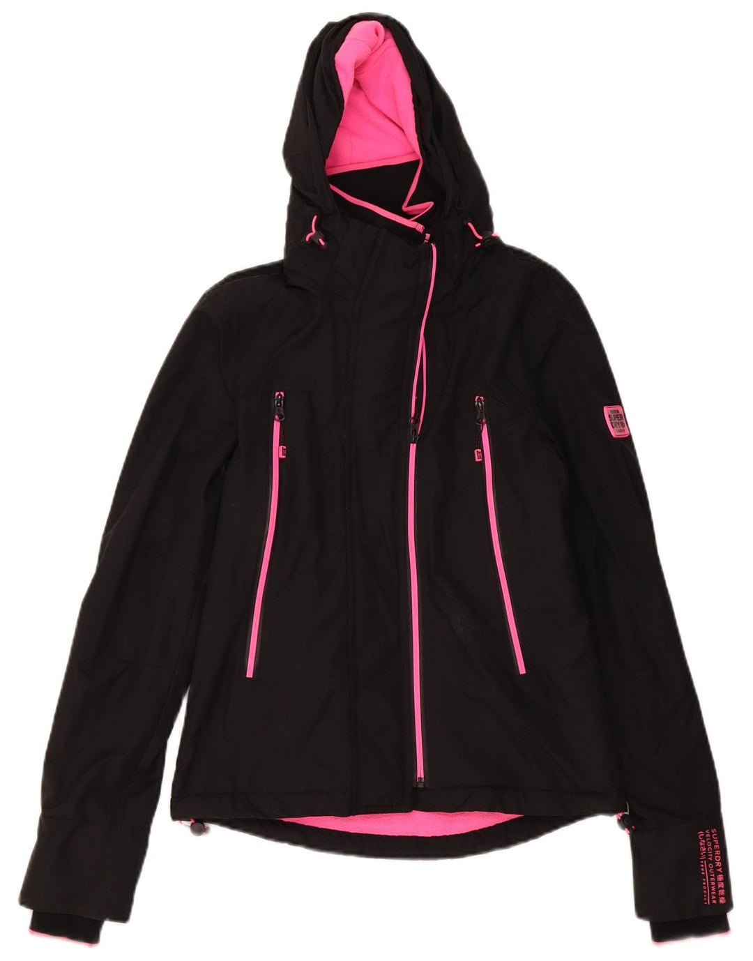 Superdry Windbreaker-jakke med hætte til kvinder UK 8 Lille sort polyester