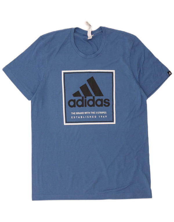 Adidas Tre Stripes Grafisk T-shirt top mellemblå bomuld