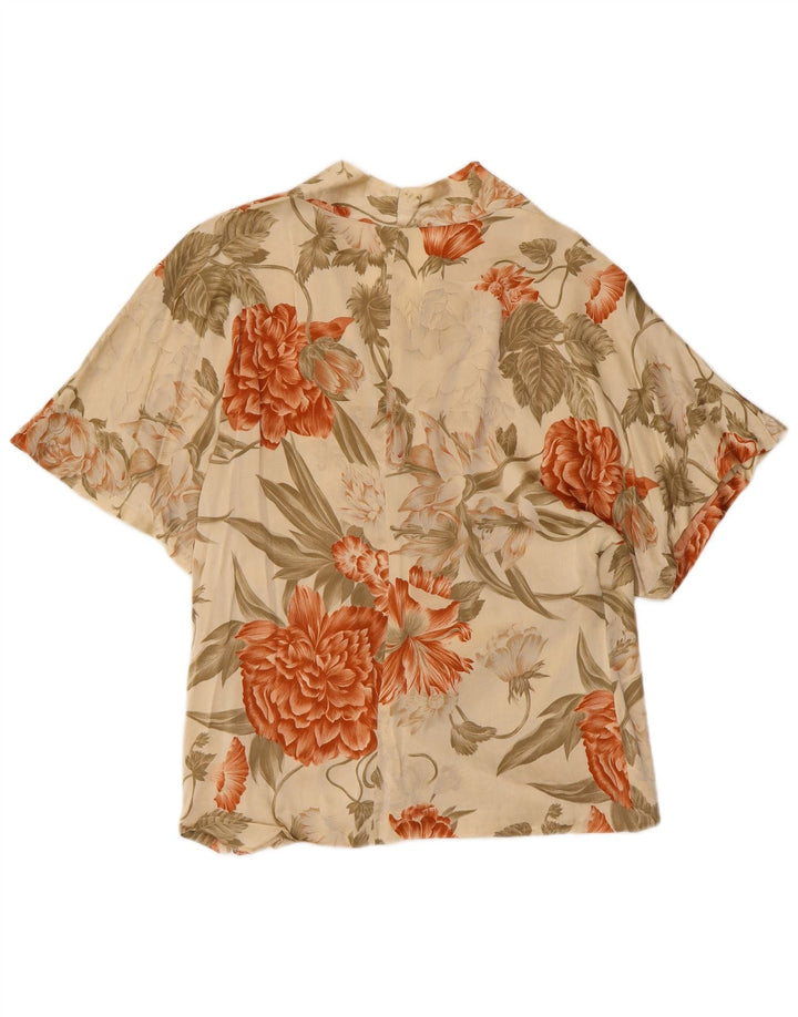 VINTAGE Damebluse Top UK 12 Medium Green Floral