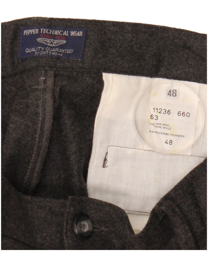 Vintage Herre Pegged Casual Bukser IT 48 Medium W30 L31 Grå Uld
