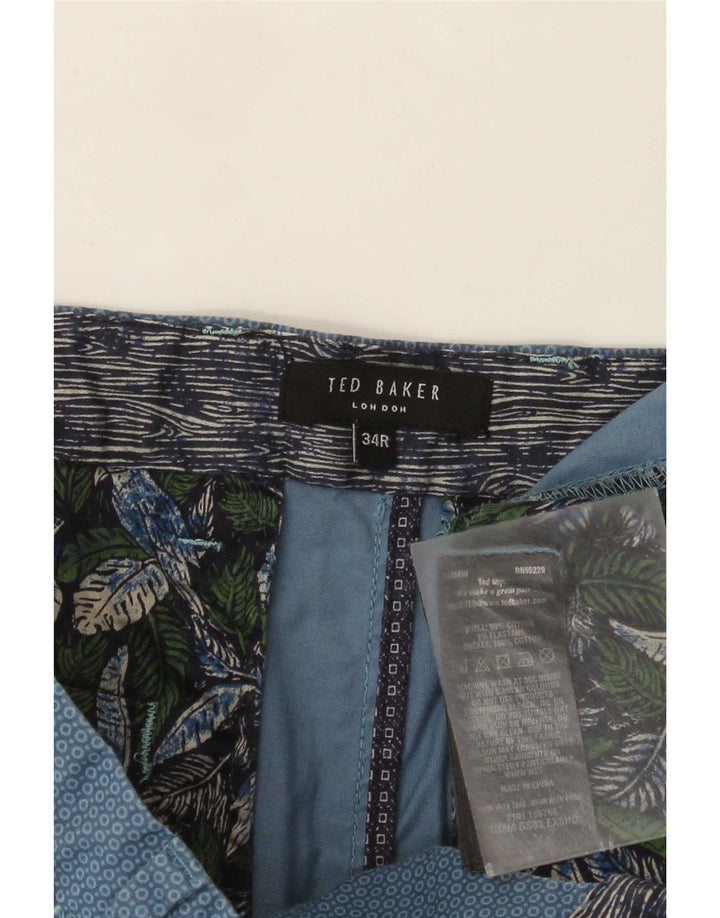 Ted Baker Chino Shorts til mænd W34 store blå geometrisk bomuld