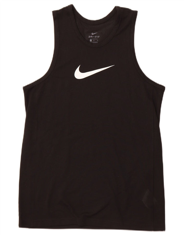 NIKE Herre Dri Fit Grafisk Vest Top Medium Sort Polyester Sports