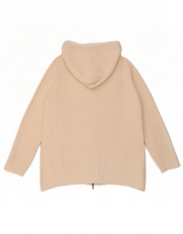 Fat Face Dame Hætte Oversized Cardigan Sweater UK 16 Stor Hvid Bomuld