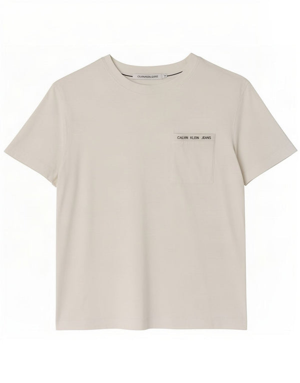 Calvin Klein Jeans Herre T-Shirt Top Medium Hvid Bomuld