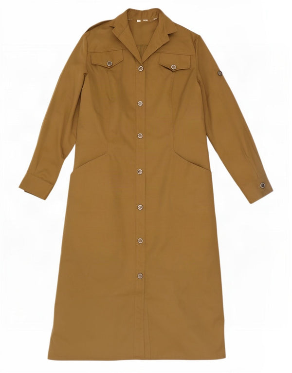 Vintage kvinders langærmet skjortekjole UK 12 Medium Beige