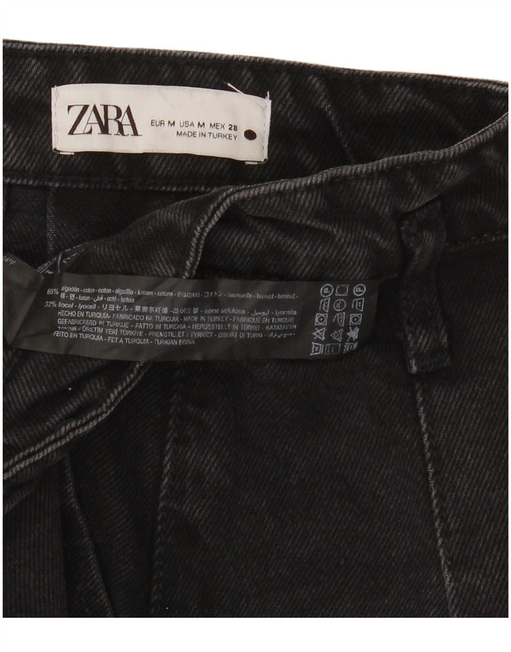 Zara Dame Mini Denim Nederdel Medium W32 Sort Bomuld