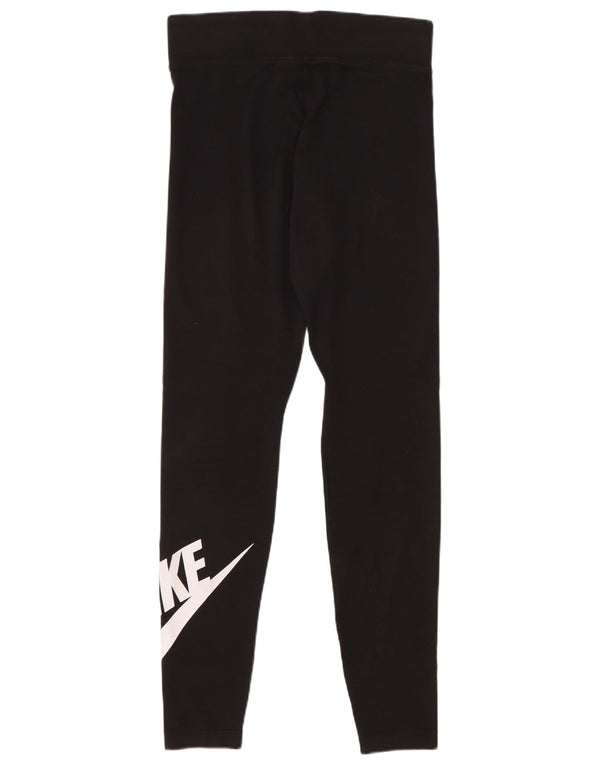 Nike Womens Graphic Leggings UK 6 XS Black Cotton