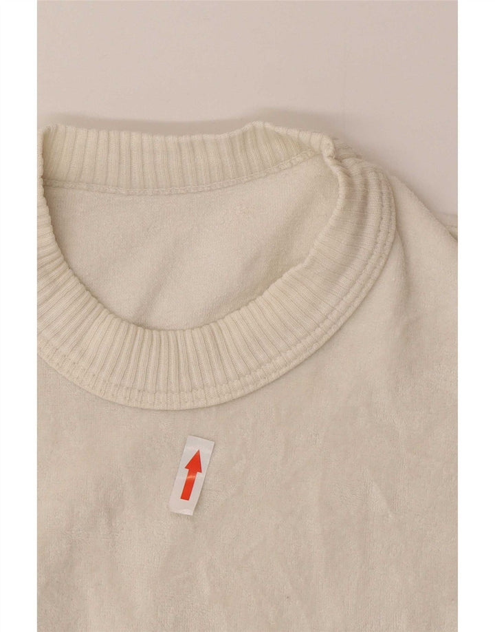 Vintage Dame Velvet Bluse Top UK 14 Medium White