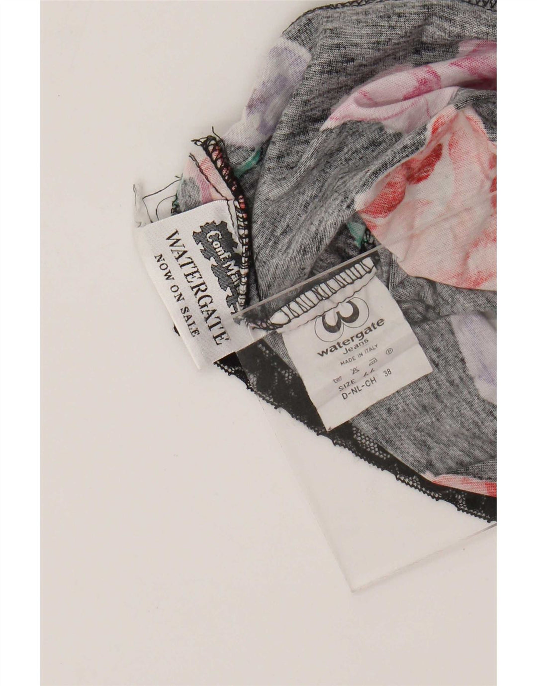 Vintage Womens Crop Top IT 44 Medium Black Floral Cotton