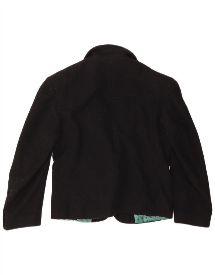 Benetton Dame 1 Knap Blazer Jakke IT 44 Medium Sort Uld