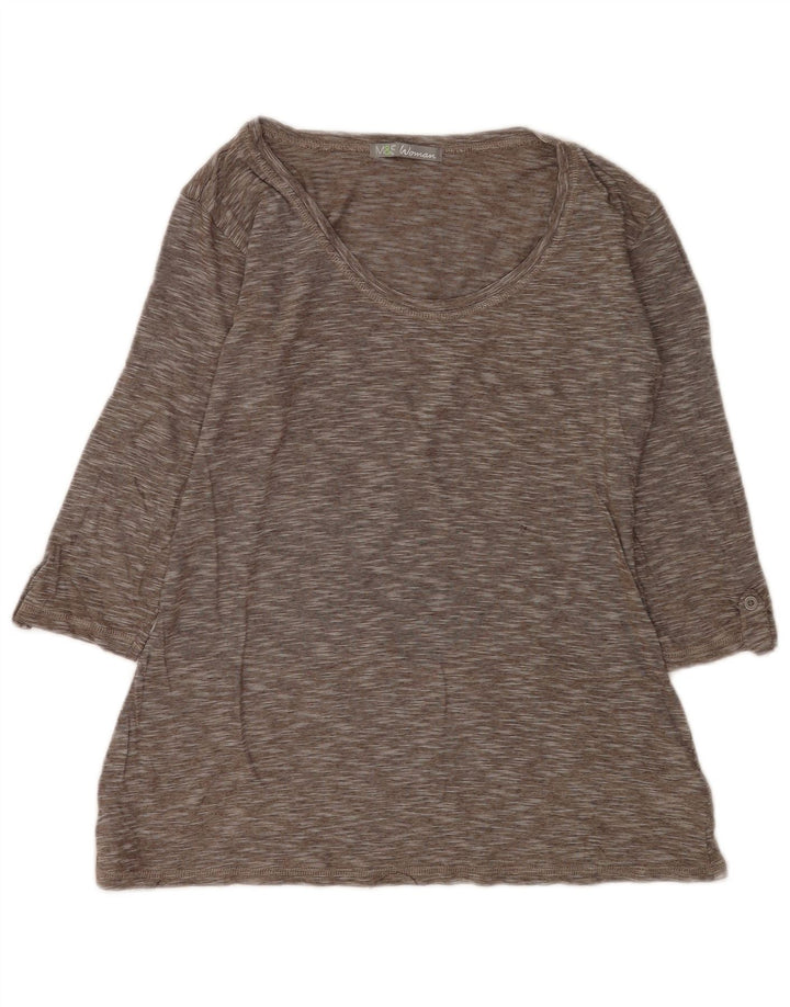 Marks & Spencer Dame Top 3/4 ærmer UK 12 Mellemgrå Flecked Bomuld