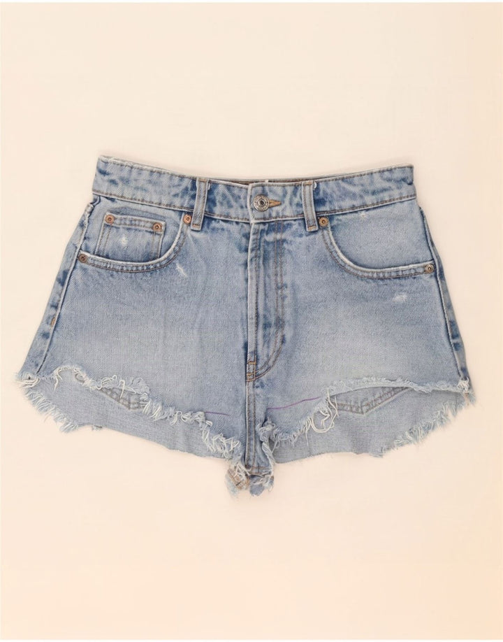 Vintage Dames Distressed Denim Shorts Small W26 Blue