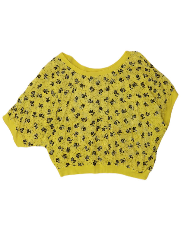 La Maison Blu Womens Crop Oversized bluse Top UK 10 Small Yellow Floral