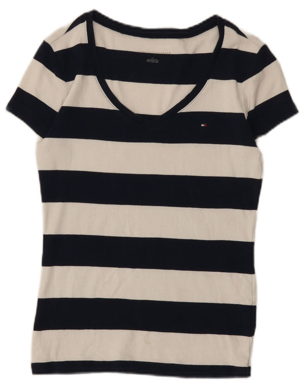 Tommy Hilfiger T-shirt top til kvinder UK 8 Lille marineblå stribet bomuld
