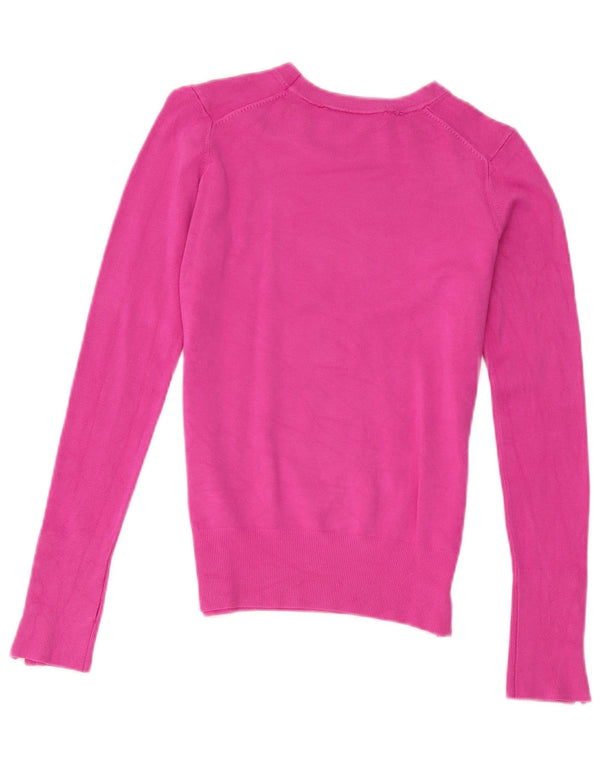 Zara Dame Boat Neck Jumper Sweater UK 10 Small Pink Viscose