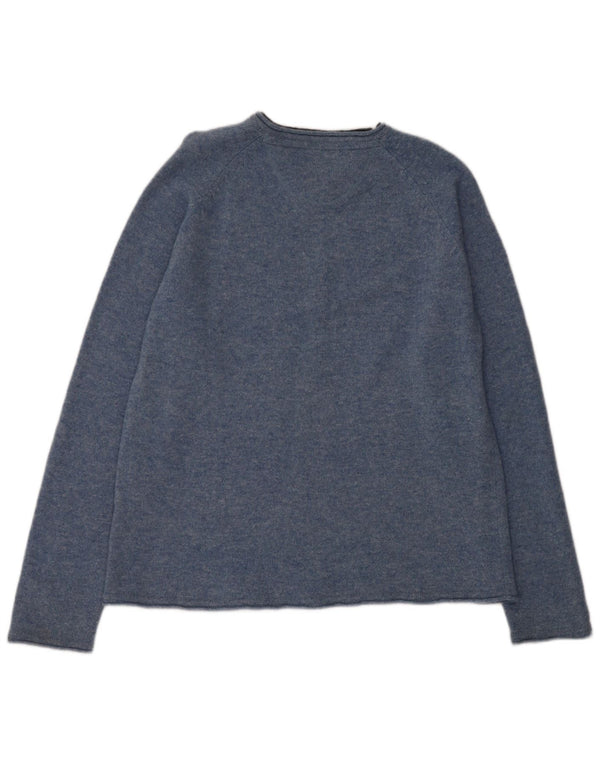 Besætningstøj Herre V-hals trøje Sweater Stor Blå Flecked Lammeuld