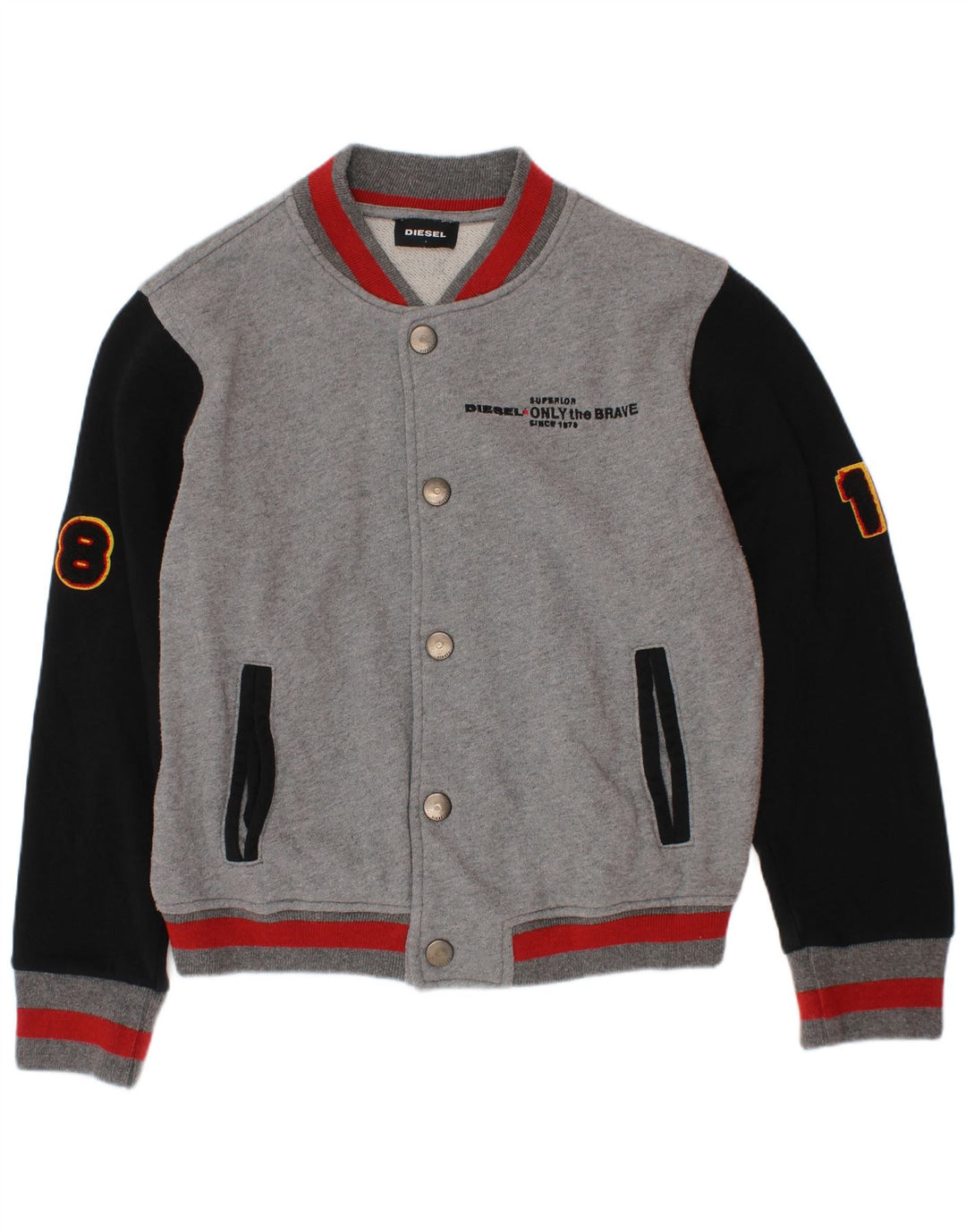 Diesel Boys Graphic Varsity Jacket 7-8 Years Grey Colourblock