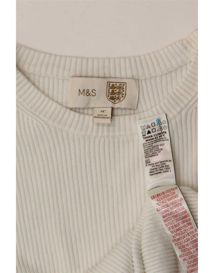 Marks & Spencer Dame Crop Top Langærmet UK 14 Medium White Viscose