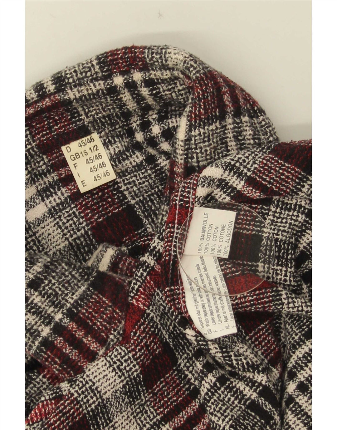 Vintage herre flannel skjorte str. 16 1/2 stor grå ternet bomuld