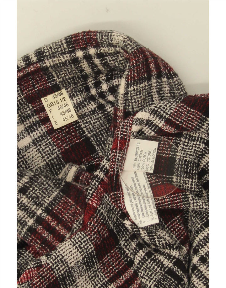 Vintage herre flannel skjorte str. 16 1/2 stor grå ternet bomuld