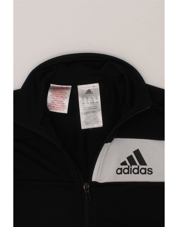 ADIDAS Boys Graphic Tracksuit Top Jacket 7-8 Years Black Colourblock Vintage Adidas and Second-Hand Adidas from Messina Hembry 