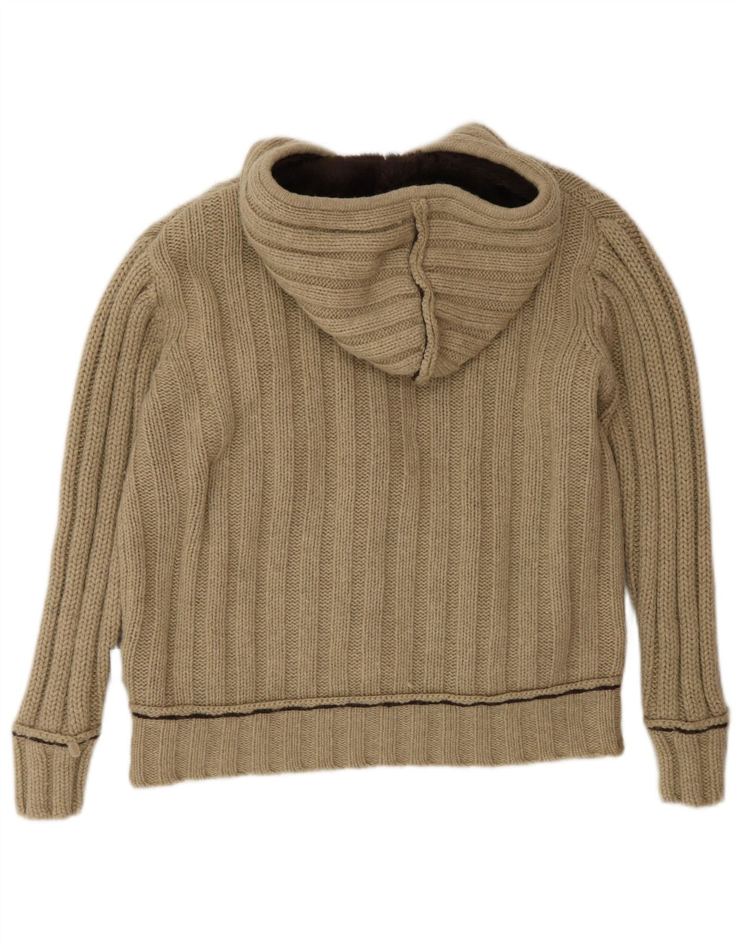 Fat Face Dame Hætte Cardigan Sweater UK 14 Medium Beige Lammeuld