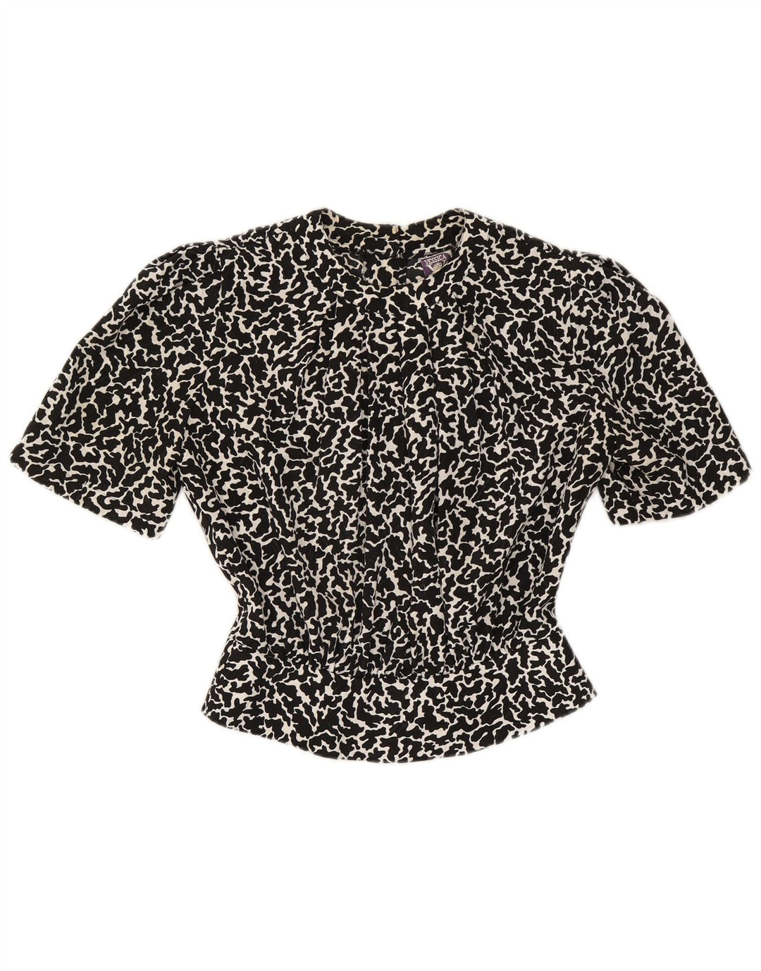 Yessica Womens Crop Bluse Top EU 38 Medium Black Animal Print Polyester