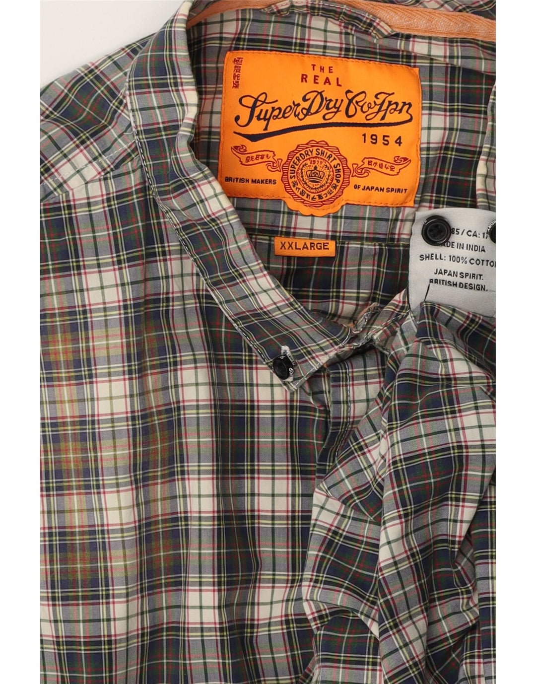 Superdry herreskjorte 2XL marineblå ternet bomuld