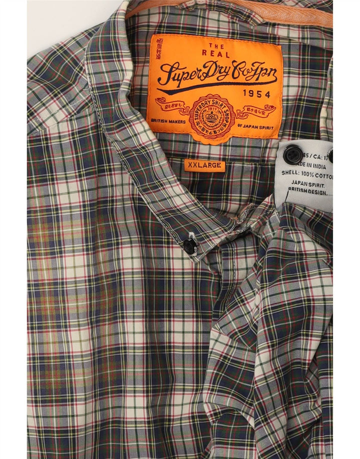 Superdry herreskjorte 2XL marineblå ternet bomuld