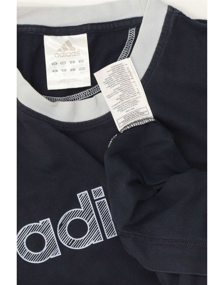 Adidas Herre grafisk T-shirt Top Medium Marineblå Bomuld