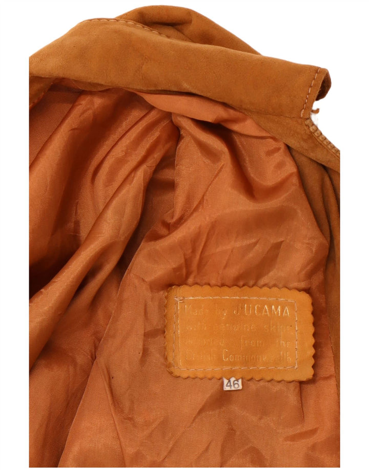 VINTAGE ruskindsbombejakke til kvinder IT 46 Stor brunt læder