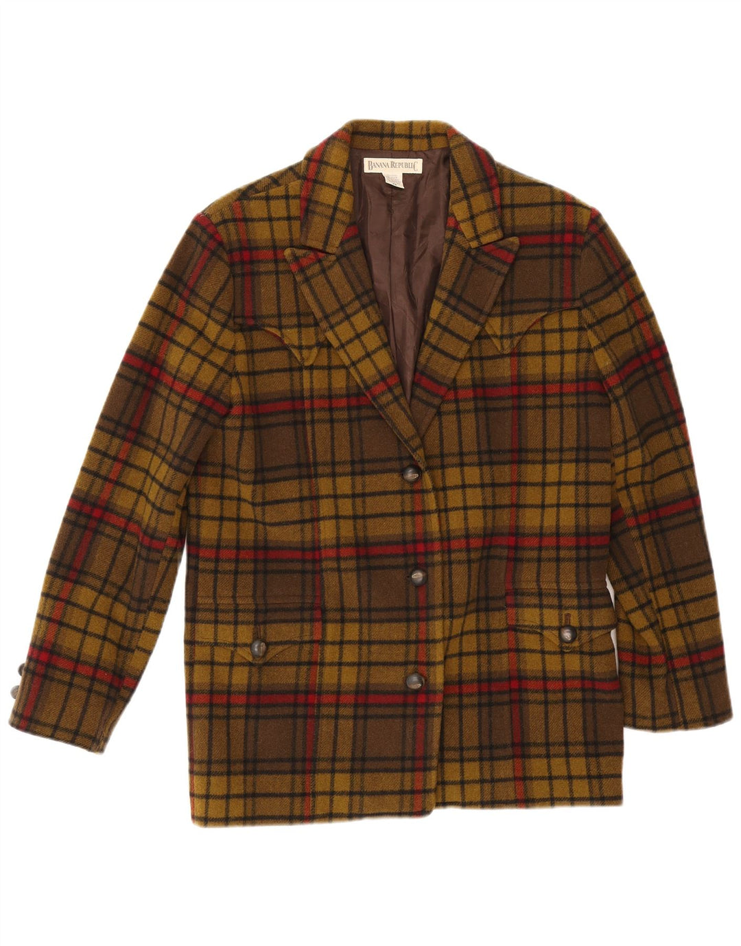 Banana Republic Dame 3-knaps oversize blazerjakke UK 6 XS Khaki Check
