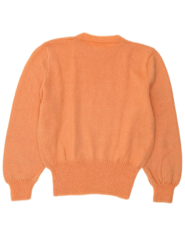 VINTAGE Womens Crew Neck Jumper Sweater UK 8 Small Orange