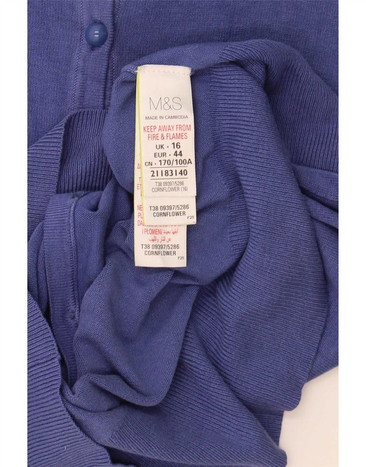 Marks & Spencer Dame Cardigan Sweater UK 16 Large Blue Viscose