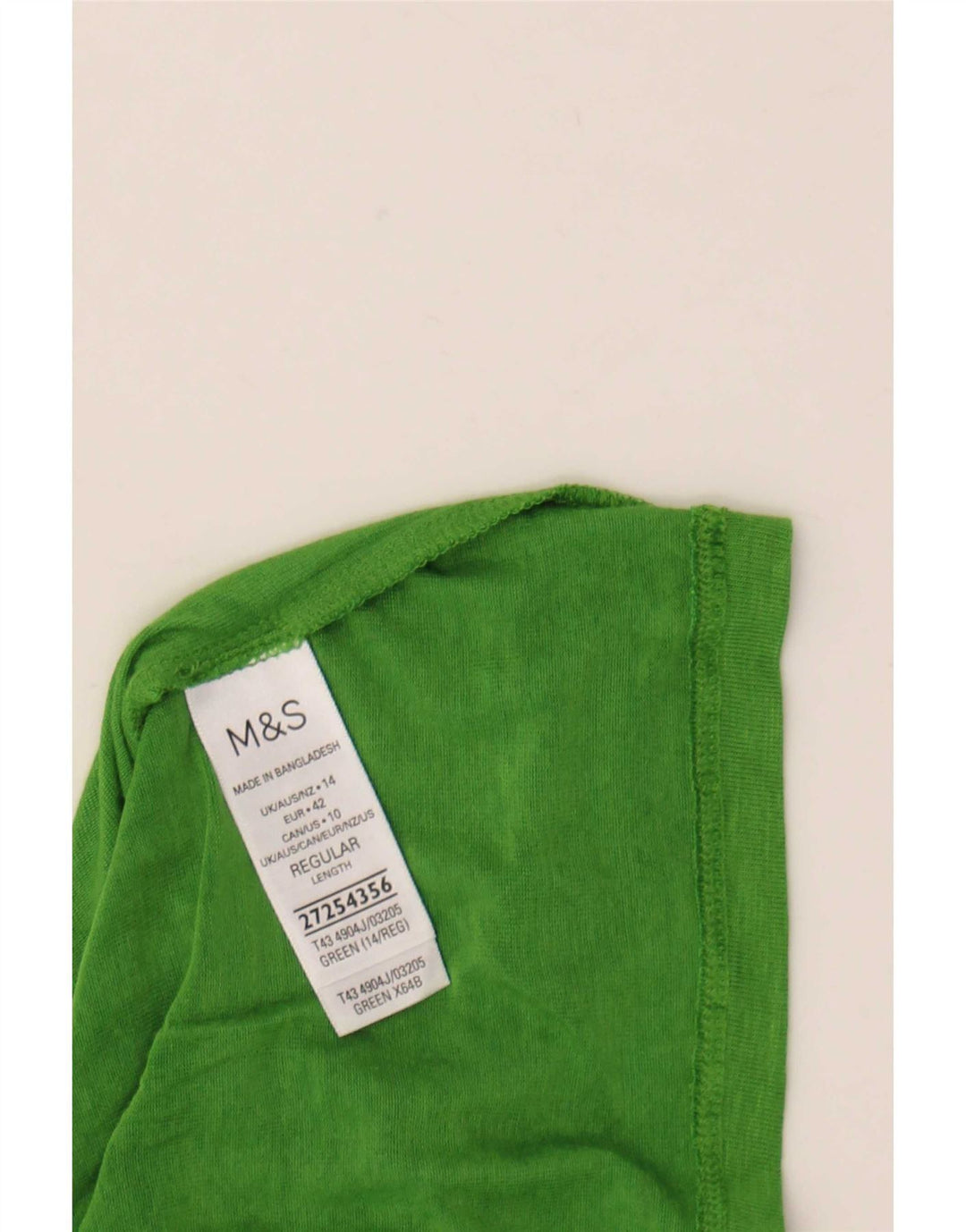 Marks & Spencer Dame Top Langærmet UK 14 Stor Grøn Flecked Modal