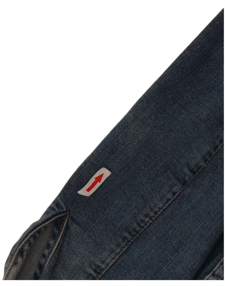 Iceberg Womens Crop 3/4-ærmet denimjakke IT 46 Stor blå bomuld