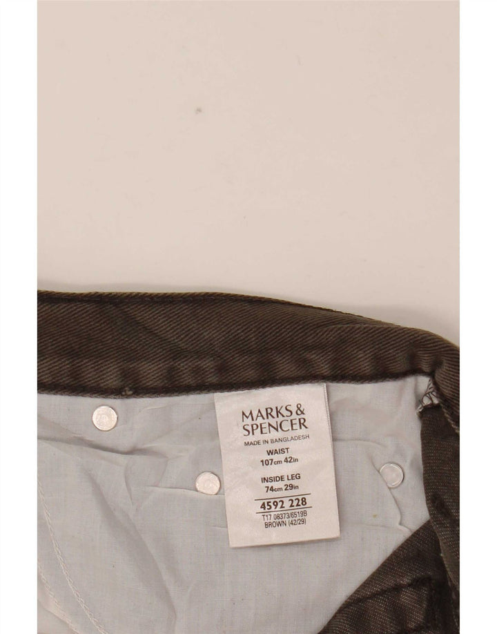 Marks & Spencer Herre Blue Harbor Straight Jeans W42 L29 Brun Bomuld