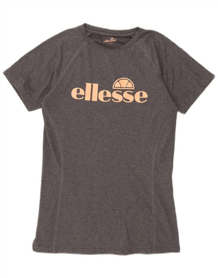 Ellesse Dame Grafisk T-Shirt Top UK 12 Medium Grå Polyester