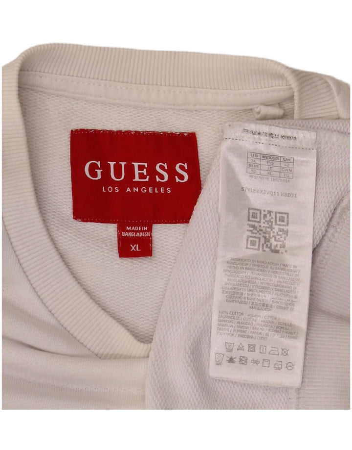 Guess Herre grafisk sweatshirt XL Off White Bomuld