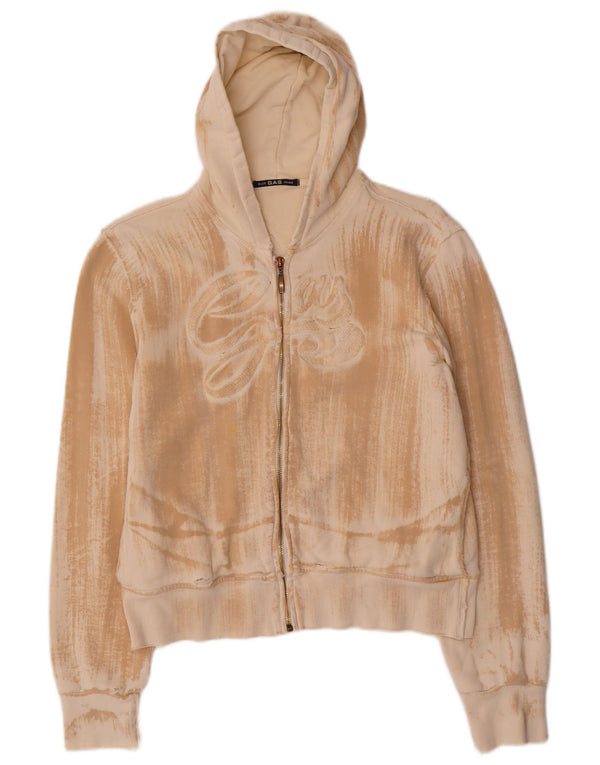 Gas Kvinders grafisk cardigantrøje med hætte UK 14 Medium Beige