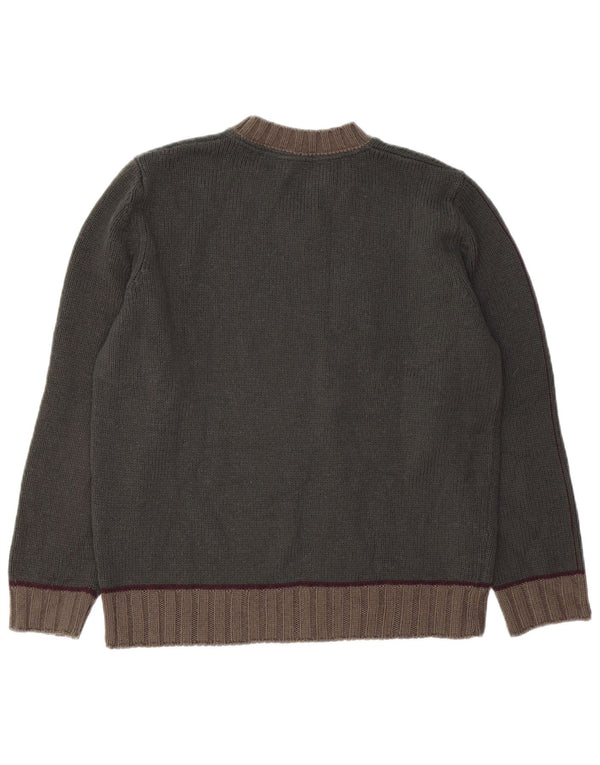 ZARA Herre V-hals sweater Medium Khaki Colourblock Akryl