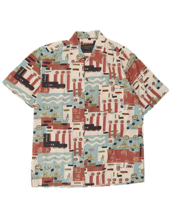 BROADWAY Kortærmet Herreskjorte Størrelse 39/40 Medium Flerfarvet Geometrisk