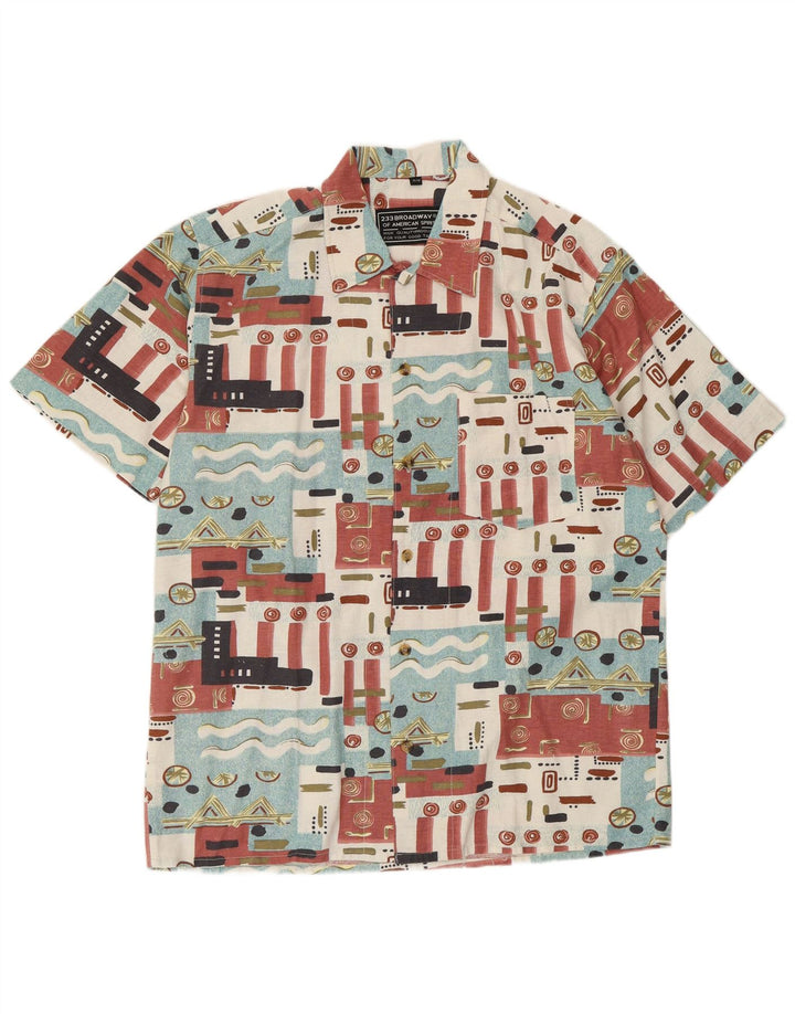 BROADWAY Kortærmet Herreskjorte Størrelse 39/40 Medium Flerfarvet Geometrisk