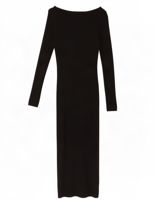 Zara Dame Langærmet Bodycon Kjole UK 12 Medium Sort