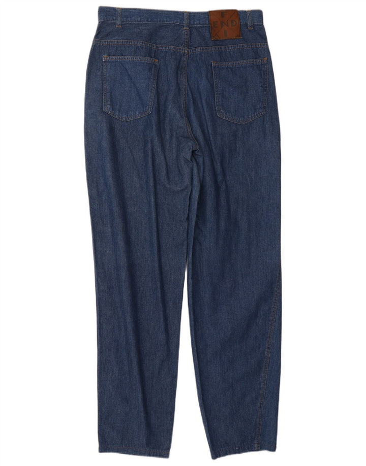 FENDI Kvinder Højtaljet Tapered Jeans IT 46 Large W30 L29 Blå Klassisk